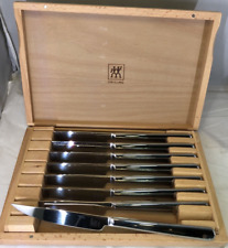 ZWILLING JA HENCKELS 8 pc Stainless Steel Steak Knife Set Wood Presentation Case picture