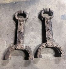 Vintage Heavy Fireplace Andirons Two picture