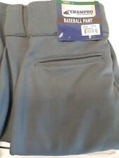 Champro Youth Size Large Gray Black Pipe Triple Crown Open Bottom Baseball Pants picture