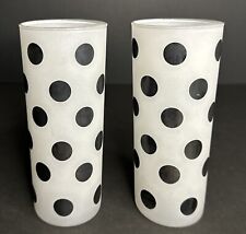 2 FIRE-KING Anchor Hocking Frosted Black Polka Dot Glass picture