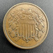 1867 Two Cent Piece High Grade Old US Coin - XF/AU Condition picture