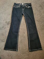 Women's Blue Asphalt Thick Stitch Bootcut Dark Faded Blue Jeans Size 7 short picture