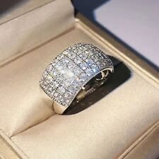 925 White Sterling Silver 2 Ct Round Cut Simulated Diamond Men Wedding Band Ring picture