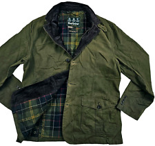 HOT VTG Men BARBOUR LUTZ CLASSIC TARTAN WAXED Cotton PLAID LINED OLIVE Jacket XL picture