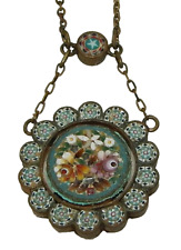 Intricate Vintage Micro Mosaic Drop Pendant Necklace picture