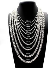 Real 925 SOLID Sterling Silver Diamond-Cut ROPE Chain Necklace or Bracelet ITALY picture