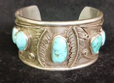 Vintage Navajo Sterling Silver Turquoise Cuff Bracelet picture