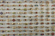 Wholesale Lots 40pcs Mixed Gold Plated Jewelry Filled Rhinestone Women Rings picture