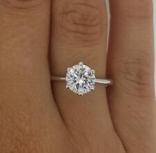 3 Ct Classic 6 Prong Round Cut Diamond Engagement Ring SI2 H Certified 18k picture