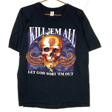 Vintage Kill Em All Let God Sort Em Out T-Shirt XL Black 1995 Single Stitch Usa picture