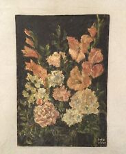 ANTIQUE  ANDRE ALIZIER OIL PAINTING ON CARDBOARD. STILL LIFE W/FLOWERS 11 X 16 picture