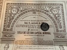 Romania 1896 Renta Romana 500 Lei AUR NOT CANCELLED rare gold Bond Loan cupons picture