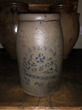 Antique Saltglaze Stoneware Crock Cobalt Decorated Western PA Hamilton & Jones picture