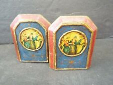 ANTIQUE ITALIAN FLORENTINE GOLD GILDED GILT DECOUPAGE BOOKENDS 1930s picture