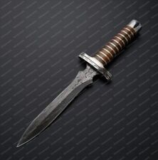 Custom Handmade Damascus Dagger with Beautiful Wood handle with leather sheath picture