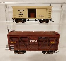 (2) HO Old Time 30' Baltimore & Ohio Boxcar 111222X & Stock car 4389 - RTR picture