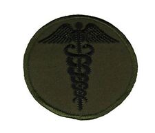 MEDICAL CADUCEUS PATCH OD OLIVE DRAB GREEN MEDIC DOC CORPSMAN EMT PARAMEDIC picture