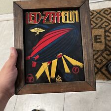 Vintage Led Zeppelin Wood Framed Glass Boardwalk Prize 1980s Reversed Glass picture