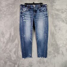 Moussy Vintage Jeans Women 33 Blue Howa Boyfriend Skinny Cropped Low Rise Denim picture