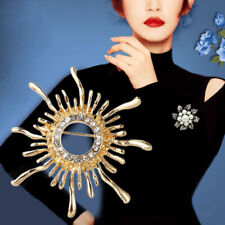 Vintage Sun Flower Women Rhinestone Brooch Pin Badges Suit Clothing Corsage Gift picture