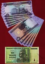 10 Trillion Zimbabwe Dollars AA 2008 + 10 x 50 Iraq Dinars Banknotes IQD w/ COA picture