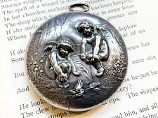 Antique Art Nouveau UNGER BROS. Sterling Pocket Mirror with Chilly Cupids picture