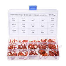 225pcs Silicone Rubber O-Ring Assortment Kit Metric VMQ Sealing Gasket Set Red picture