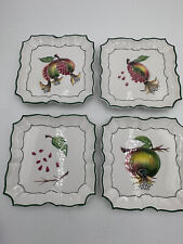 Vintage VIETRI ITALY Grape Handpainted PLATE White Green 7014/22 SET OF 4 picture