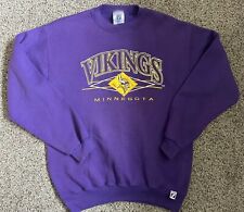 VINTAGE Minnesota Vikings Sweatshirt Mens M Purple Crew Neck Sweater Logo 7 Med picture