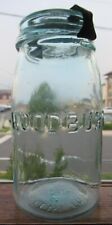 Sparkling Mint Aqua Complete Woodbury Glass Works Quart Canning Mason Fruit Jar picture