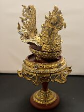 Antique Gold Gilt Hintha Bird Betel Nut Box Burmese With Stand picture