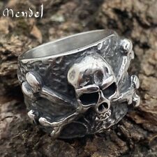 MENDEL Gothic Mens Skull And Bones Biker Ring For Men Stainless Steel Size 7-15 picture