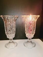Towle 24% lead crystal hurricane vases, new in box, 2 vases included picture
