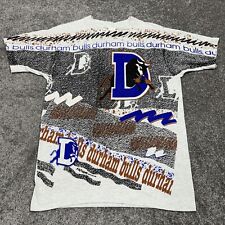 Durham Bulls Shirt Men Medium Gray MiLB Baseball Minor League Vintage 90s AOP picture