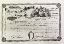Antique 1881 Stock Certificate Horseshoe Mining CO. Lake County,CO-4 Signatures picture