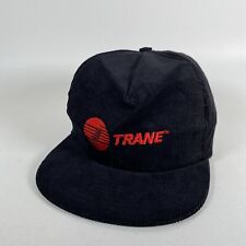 Vintage Trane AC HVAC Air Company SnapBack Corduroy Black Hat Cap picture
