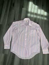 Vintage Montgomery Ward Pink Striped Pattern Disco Shirt - Men's Large picture