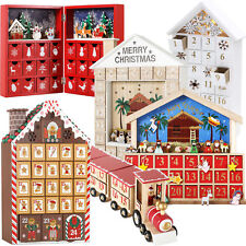 BRUBAKER Wooden Empty Advent Calendar Xmas Train Crib House Forrest Drawers DIY picture