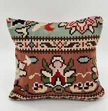 VTG/Throw Kilim Pillow/ 14 X 14/Handmade/Turkish Rug Cover/Boho/Southwestern picture