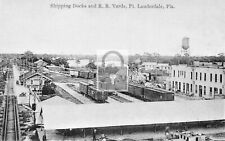 Shipping Dock & Railroad Yards Fort Lauderdale Florida FL Reprint Postcard picture