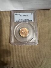 1885-s 5$ Liberty head Gold Coin.PCGS-ms63 picture