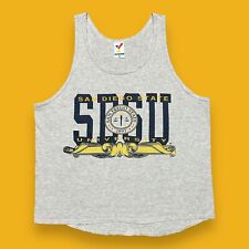 Vtg 80s SDSU Tank Top San Diego State University Sleeveless Tee Gray L Boxy Fit picture