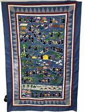 Hmong Story Cloth Embroidered Wall Hanging Farming War Escape River 32.5
