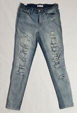 Almost Famous Womens Distressed Blue Jeans Skinny Stretch Size 7 picture