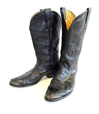 Vintage NACONA Cowboy Boots, Black, Men's 9D, Silver-tipped, U.S.A. 7501 27 403 picture