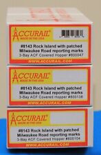 HO Scale - ACCURAIL 8143 MILWAUKEE ROAD Ex- ROCK 3-Bay ACF Hopper 3-PACK - KIT picture
