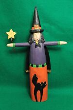 Vintage Midwest of Cannon Falls Carved Wood Folkart Halloween Witch Cat 12