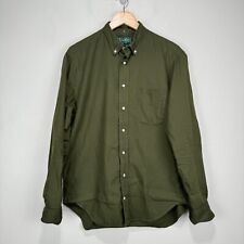 Gitman Bros Vintage Button Shirt Men Medium 16 34 Olive Green Cotton USA Made picture