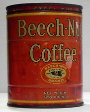 Vintage BEECH-NUT COFFEE TIN CAN Scarce 2 Lb Size Key-wind Open Soldered Seam picture