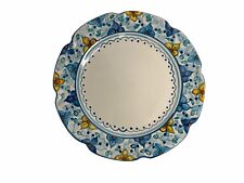 Italy Pottery Vietri Falcone Platter Yellow Blue Floral Handmade 13.5